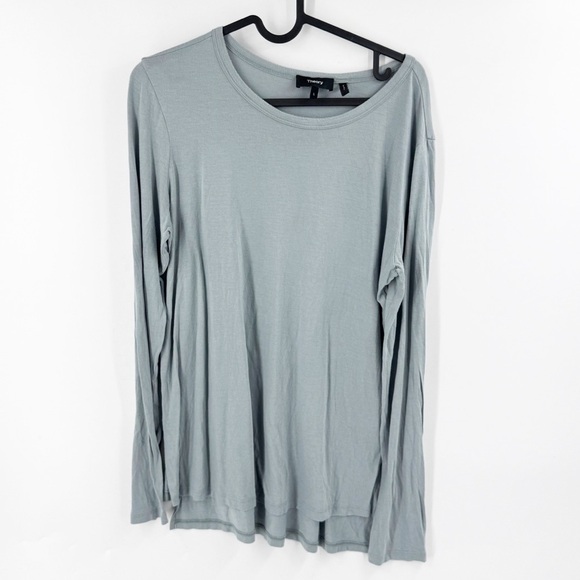 ✅ THEORY GREY LONG SLEEVE ROUND NECK PIMA COTTON/MODAL TOP SIZE LARGE - Picture 1 of 5